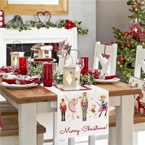 Christmas Nutcrackers Table Runner 13x72 Inch, Xmas Seasonal Winter Holiday - Picture 3 of 6